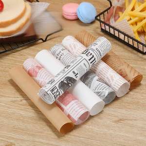 กระดาษห่อแฮมเบอร์เกอร์กันไขมัน พิมพ์โลโก้ตามสั่ง เกรดอาหาร ปลอดภัยสำหรับการใช้งาน - Product Image 1