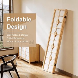 <span class=keywords><strong>Paravent</strong></span> <span class=keywords><strong>Shoji</strong></span> de 67 pouces de hauteur, style <span class=keywords><strong>japonais</strong></span>, pliable, 4 panneaux, fait main, portable, pour la maison ou le bureau (blanc) - Product Image 5