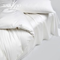 SANHOO Premium Logo personnalisé personnalisé blanc Polyester 60S Double King Sizes 4 pièces Ensemble de draps de literie