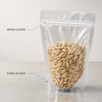 Sachet alimentaire transparent personnalisé avec fermeture éclair, imprimé en héliogravure, pour biscuits, snacks, épices, bonbons et aliments secs
