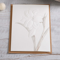 Carte d'invitation de mariage de luxe personnalisée, impression en gravure, dorure à chaud, découpe au laser, design floral romantique sur papier pour mariage
