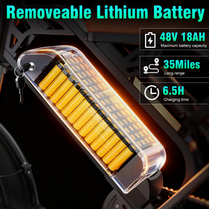 Bicicleta Eléctrica con Cuadro de Acero de Alto Carbono, Batería de 48V18Ah, Certificación CE UL, 28MPH, Todoterreno, para Ciudad y Campo, Stock en el Extranjero - Product Image 5