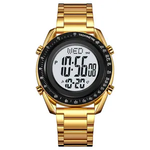 SKMEI 2145 Wholesale Men Metal Style Custom Gold Color Stainless Steel Waterproof Sport Digital Wristwatches