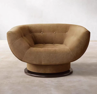 Fauteuil pivotant en velours brun, design moderne, luxe, vente en gros OEM, meubles d'intérieur, magnifique.