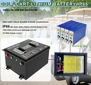 Bateria de lítio personalizada para carrinho de golfe, bateria de lítio 36V 50Ah 100Ah 105Ah 150Ah LiFePO4 48V 51.2V 72V para carrinho de golfe
