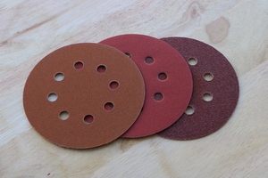 8 furos vermelho gancho e laço lixar polidor discos 1mm óxido de alumínio dureza média customizável OEM suporte - Product Image 5