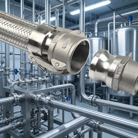 Tuyau flexible hydraulique en acier inoxydable tressé galvanisé à haute pression, tube corrugué CSST à brides, classe 150