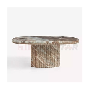 Mesa de Centro de Mármol Natural de Diseño Personalizado, Moderna, Minimalista, de Piedra Irregular para Sala de Estar de Villa - Product Image 3