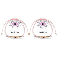 Bracelet en corde tressée rouge ajustable fait main avec pendentif œil porte-bonheur pour filles et femmes, bracelet d'amitié, idéal pour cadeau, vente en gros