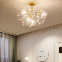 Boule Ronde en Verre de Murano, Lustre à Fleurs Linéaire, Lampe Suspendue en Verre Chromé Massif