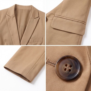 Blazer kaki croisé à col cranté pour femme, manches longues, doublé, 100 % polyester, veste de costume de bureau élégante pour usage quotidien - Product Image 6
