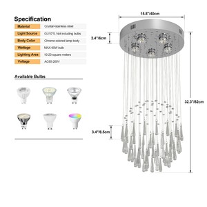 Lámpara de Techo LED Moderna con Cristales K9 en Forma de Gota de Lluvia, Tamaño Mediano, para Comedor, Dormitorio, Sala de Estar - Product Image 5