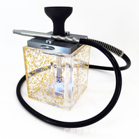 Nouveau narguilé acrylique ensemble 8 "Portable doré luxe Cube acrylique narguilé ensemble carré Sheesha narguilé électrique avec LED