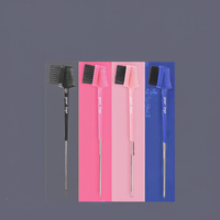 3 1 Brosse de contrôle des bords Logo personnalisé Compact Pintail Peigne à sourcils double face Outils de cheveux en nylon pour perruque à dentelle Bord de cheveux de bébé