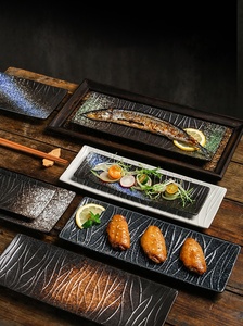 Soportes de <span class=keywords><strong>Sushi</strong></span> de cerámica ecológicos japoneses vintage de diferentes tamaños para uso en restaurante plato largo para tienda <span class=keywords><strong>Izakaya</strong></span> - Product Image 6