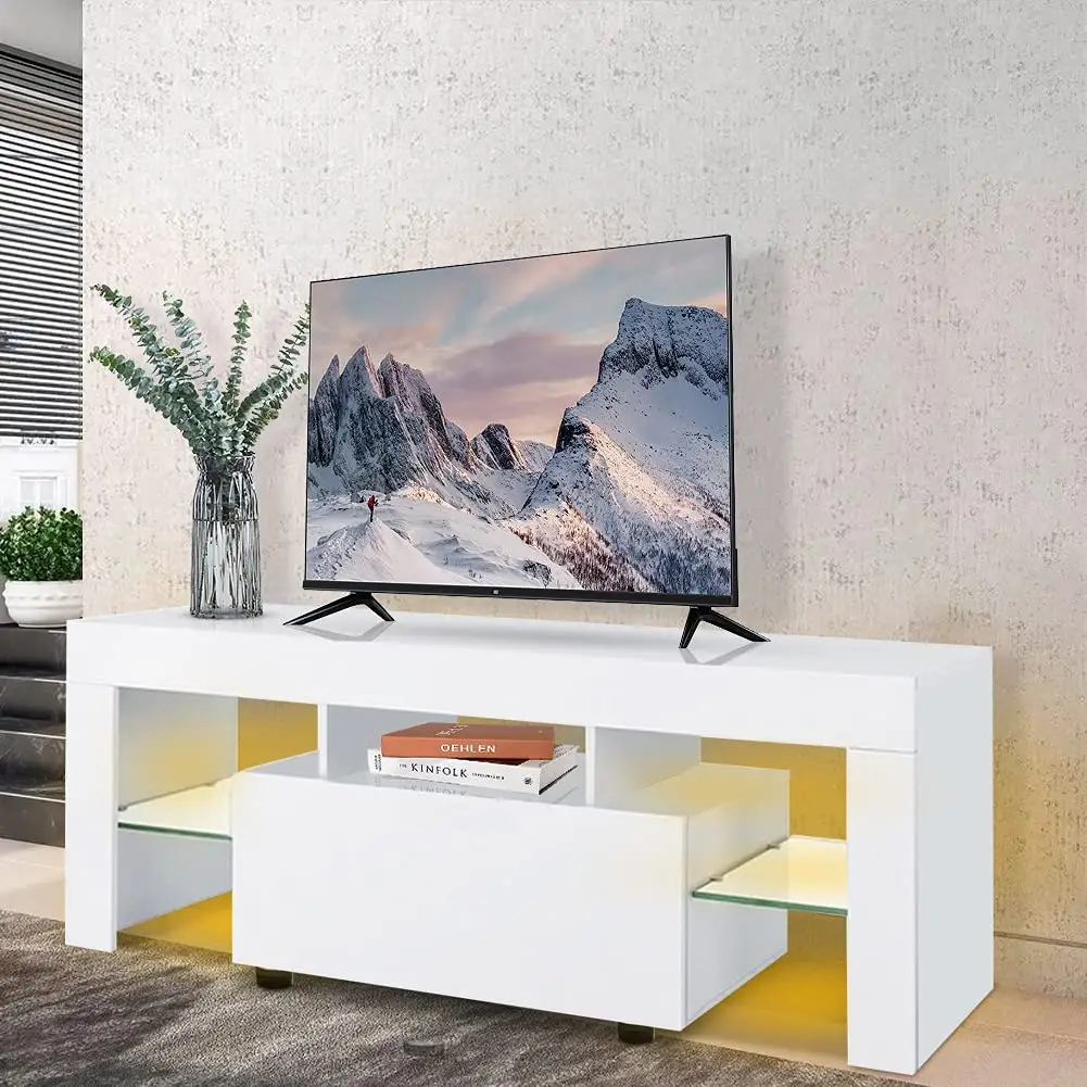 Armário de TV moderno para TV, suporte de entretenimento com lâmpada LED, suporte para TV, decoração de sala de estar e casa