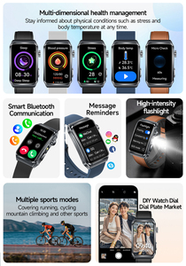 Tk73 Đồng hồ thông minh với nhịp tim oxy máu, SOS cuộc gọi, đèn pin, IP68 không thấm nước, 1.57 "Màn hình HD, 100 + Thể Thao, dây đeo bằng da - Product Image 6