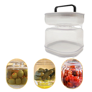 <span class=keywords><strong>Bouteille</strong></span> de stockage de cornichons de cuisine avec fourchette pot de cornichons à séparation sèche et humide pot de cornichons en <span class=keywords><strong>plastique</strong></span> rond en forme de <span class=keywords><strong>sablier</strong></span> - Product Image 3
