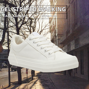 Chaussures décontractées unisexes en toile blanche respirantes à lacets basses pour un usage quotidien - Product Image 2