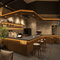 Comptoir de bar de torréfaction de café sur mesure avec vitrine en verre et éclairage LED pour torréfacteur, café, boulangerie, magasin