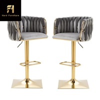 Tabourets de bar modernes en velours 360 rotatifs en métal doré siège haut table à hauteur réglable cuisine contemporaine salle à manger bar en acier
