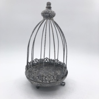 Plateau à plantes multifonctionnel en fil de fer rustique, peint à la poudre, fait main, décoratif, type cage à oiseaux, support de pot écologique