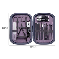 Ensemble complet de manucure 18 en 1, coupe-ongles en acier inoxydable de haute qualité, ciseaux, kit de soins personnels professionnel