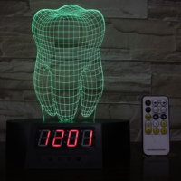Motif personnalisé 3D Illusion LED Dent Lampe Tactile Contrôle Veilleuse avec Horloge pour Salon ou Entrepôt