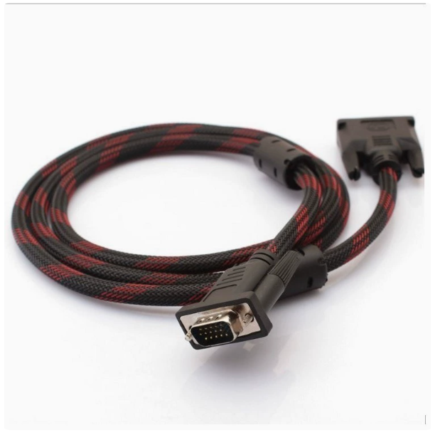 1.5m Dual Magnetic Ring DVI to VGA Cable, 1.5m Display Cable, DVI Adapter Cable for Connecting Computer to LCD TV