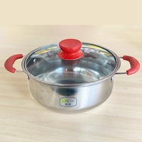 Batterie de cuisine 12 pièces en acier inoxydable avec poignées rouges, comprenant une marmite à soupe et une casserole à lait de 16 pouces – Vente chaude