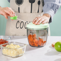 Picador Manual de Ajo de 400 ml, Picador Manual de Verduras, Cortador de Cebolla y Ajo, Herramienta de Cocina Multifuncional para Preparar Alimentos Rápidamente