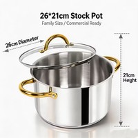 Ensemble de casseroles en acier inoxydable avec couvercle en verre, style américain, sans revêtement, passe au lave-vaisselle, compatible induction et gaz pour toutes sources de chaleur