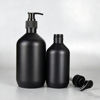 Bouteilles distributrices Boston personnalisées en plastique noir mat de 300 ml et 500 ml, vides et rechargeables, pour savon liquide, lotion et shampoing