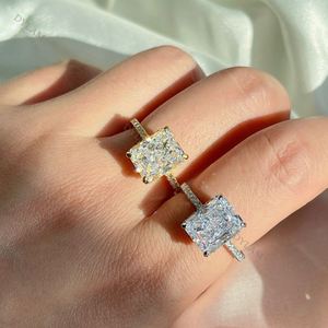 Dylam High Quality 8A CZ Women Luxury Rhodium Jewelry <b>Emerald</b> Cut Eternity Engagement 925 Sterling <b>Silver</b> Women Wedding <b>Ring</b> - Product Image 4