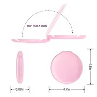 Miroir de poche compact portable à LED personnalisé, double face avec grossissement 5x, pliable pour les voyages