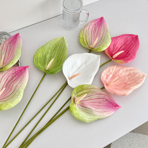 Flor Artificial de Anturio, Rama Individual, PVC Suave, Alta Simulación, Estilo Tropical, Decoración para Bodas - Product Image 4