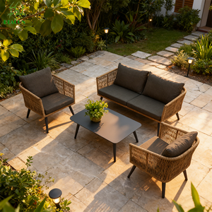 Patio Sang Trọng Hiện Đại Không Thấm Nước Vườn <span class=keywords><strong>Sofa</strong></span> Đặt Khách Sạn Ban Công Đồ Nội Thất Wicker Cắt Mây <span class=keywords><strong>Sofa</strong></span> Cho Ngoài Trời - Product Image 1