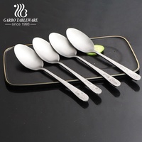Vente en gros de cuillère à café à dîner en acier inoxydable poli à la main, argenterie en or et cuillère à café de mariage, ensemble de couverts pour hôtel