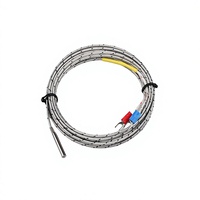 Sonda Termopar Tipo K/E/PT100/CU50, Sensor con Sonda de Acero Inoxidable de 4*40mm, Cable con Blindaje Trenzado de 1-5M, Longitud Personalizada para PID