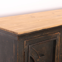 Meilleure console vintage chinoise antique en bois massif noir vieilli chic à 4 portes