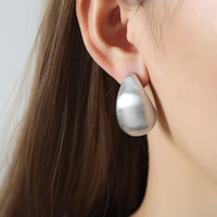 Anting-anting tetesan air berlapis emas titanium steel frosted photosensitive surface canggih baru, perhiasan anting-anting modis