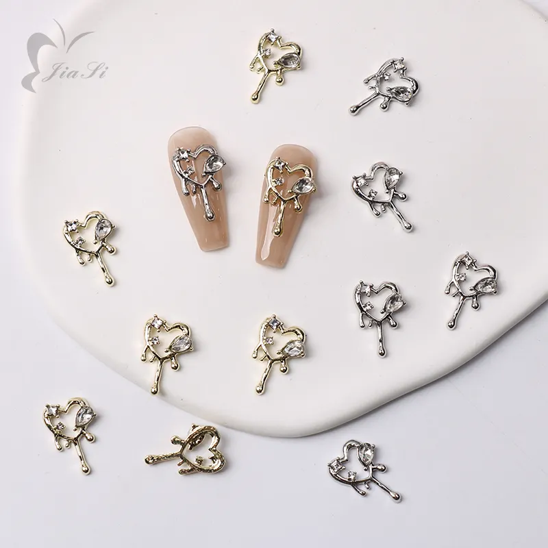 10 Stuks Korea 3d Legering Nail Art Grappig Hart Kristal Accessoires Charme Styling Nagelbenodigdheden