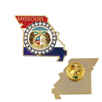 Broches et badges personnalisés en métal émaillé avec carte de l'État du Dakota du Nord et drapeau américain, aimants de revers sur mesure