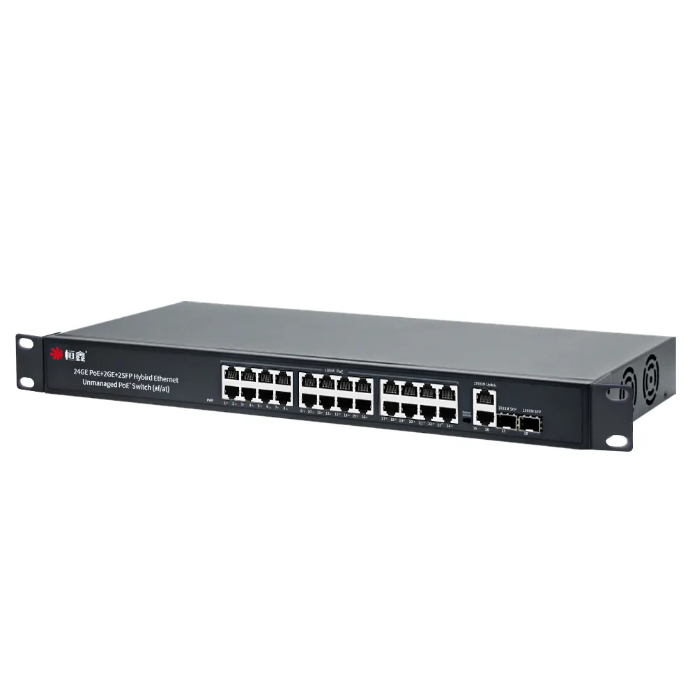Standard 10/100/1000Mbps 24+2-port PoE switch with SFP optical port switch for intelligent power supply