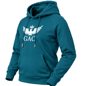 Sudadera con capucha azul verdoso oscuro con diseño de águila blanca, bolsillo canguro, capucha con cordón, manga larga, forro polar, estilo casual urbano - Product Image 5
