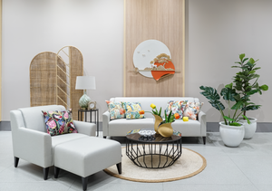 Sofá Sherpa Lasra 3S elegante de 3 plazas con Tapicería de felpa y base de madera resistente para villas de Semarang Indonesia - Product Image 2