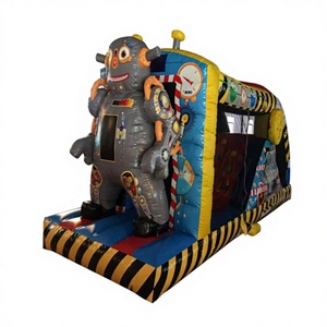 Circuito de Obstáculos Inflable con Temática de Laboratorio Industrial, Pista de Obstáculos con Rayas de Peligro para Eventos - Product Image 3