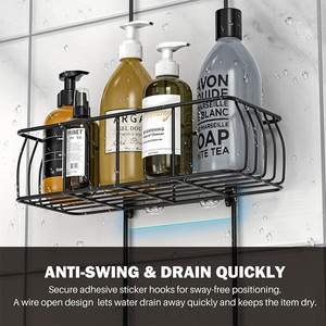 Bathroom Shelf Wall Mounted <b>Shower</b> Head <b>Storage</b> Organizer 60X70cm Rectangle Durable Corner Mount - Product Image 2