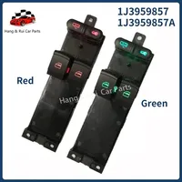 Interrupteur de lève-vitre électrique rouge vert chromé 1J3959857A pour VW Bora Golf Jetta MK4 Passat Seat pour Skoda Fabia Octavia 1J3959857