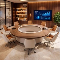 Table de conférence HYZ-290X en placage de noyer, en forme de C, personnalisable, moderne et simple, pour formation et négociation, 2m, 20 personnes, anti-corrosion